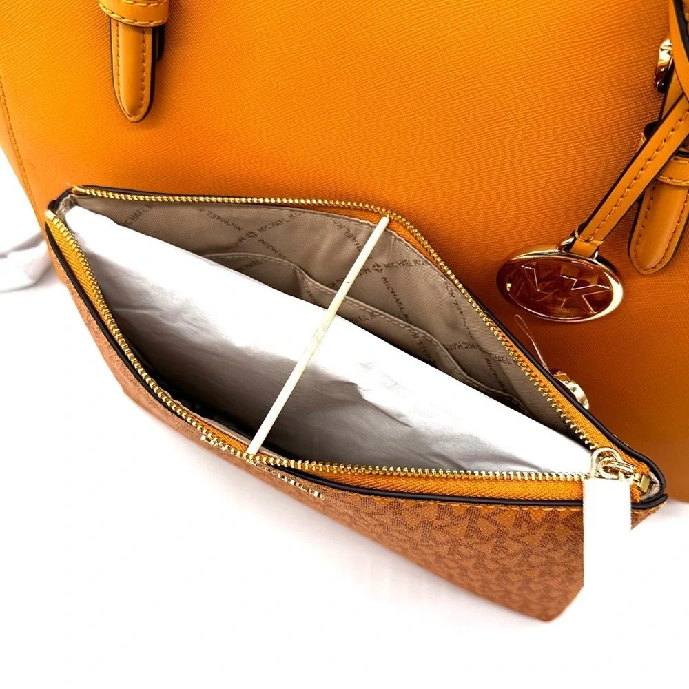 Michael Kors Charlotte LG Tote Bag 3 IN 1 Leather Shoulder Bag Cider (NWT) - Picture 14 of 15